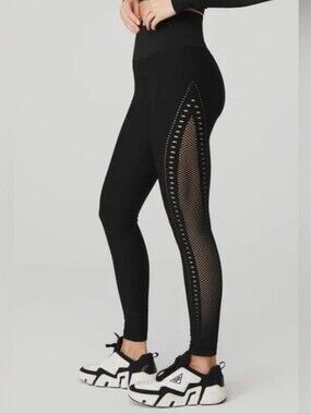 Alo Yoga Seamless Black Open Air Leggings XS NEW